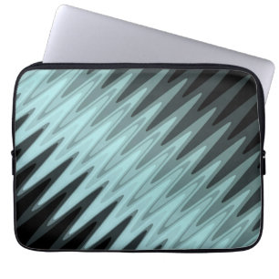 Zig Zag Black Teal Grey Pattern Laptop Sleeve