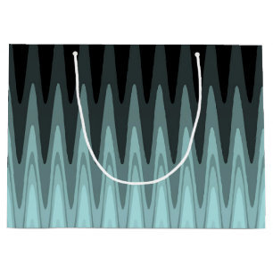Zig Zag Black Teal Grey Pattern Large Gift Bag