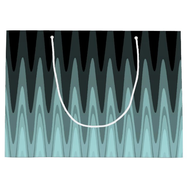 Zig Zag Black Teal Grey Pattern Large Gift Bag (Front)