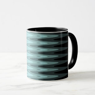 Zig Zag Black Teal Grey Pattern Mug
