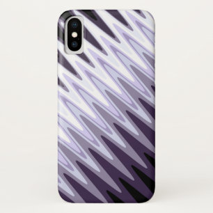 Zig Zag Black White Grey Dark Purple Beige Pattern iPhone X Case