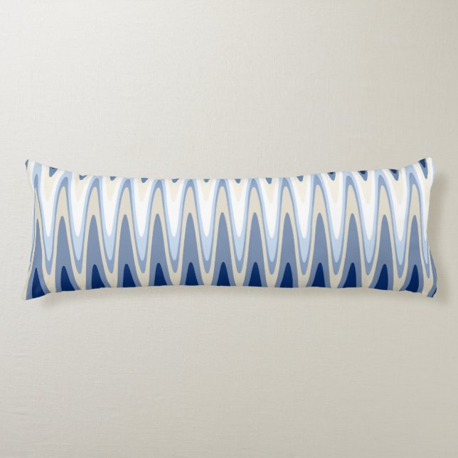 Zig Zag Black White Grey Navy Blue Beige Pattern Body Cushion (Front)
