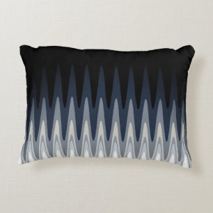 Zig Zag Black White Grey Navy Blue Beige Pattern Decorative Cushion