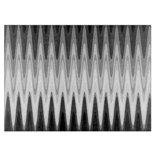 Zig Zag Black White Grey Pattern Cutting Board (Front)