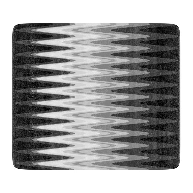 Zig Zag Black White Grey Pattern Cutting Board (Front)