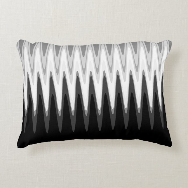 Zig Zag Black White Grey Pattern Decorative Cushion (Front)