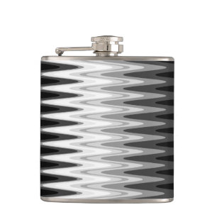Zig Zag Black White Grey Pattern Hip Flask