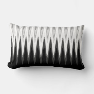 Zig Zag Black White Grey Pattern Lumbar Cushion