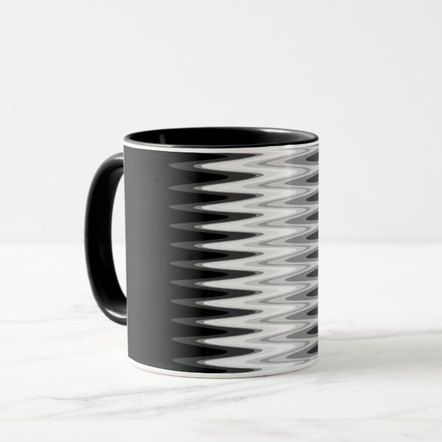 Zig Zag Black White Grey Pattern Mug (Front Left)