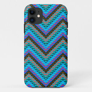 Zig Zag Blue Green Black Pattern iPhone 11 Case