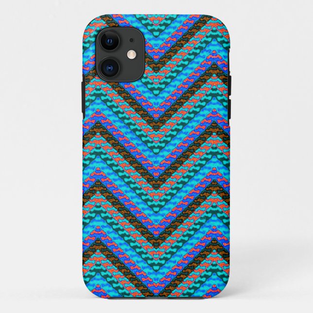 Zig Zag Blue Green Black Pattern Case-Mate iPhone Case (Back)