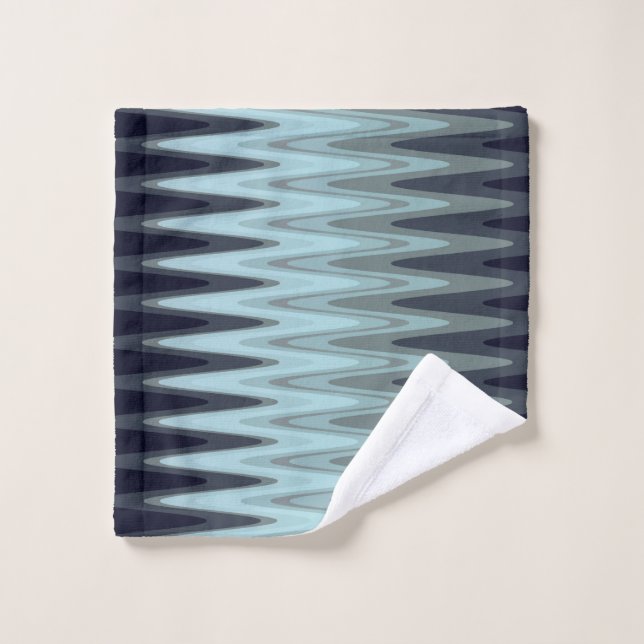 Zig Zag Blue Teal Grey Pattern Wash Cloth (Wash Cloth)