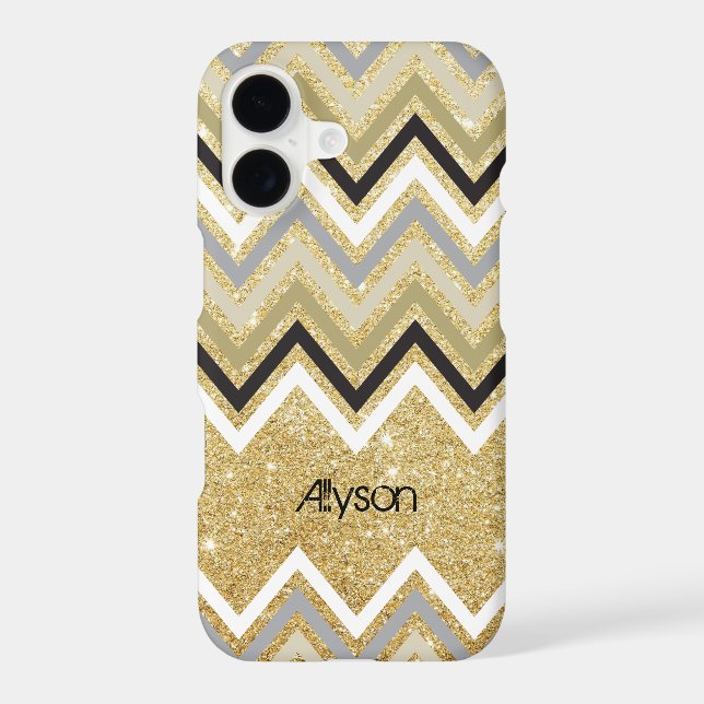 Zig Zag Chevron Pattern Gold Glitter Phone Case (Back)