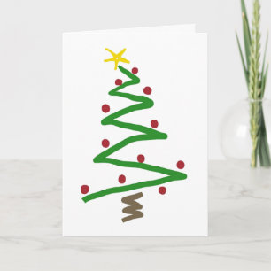 Zig Zag Christmas Tree Painting Holiday Card