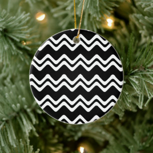 Zig Zag Dual Coloured Line Pattern Ceramic Ornament