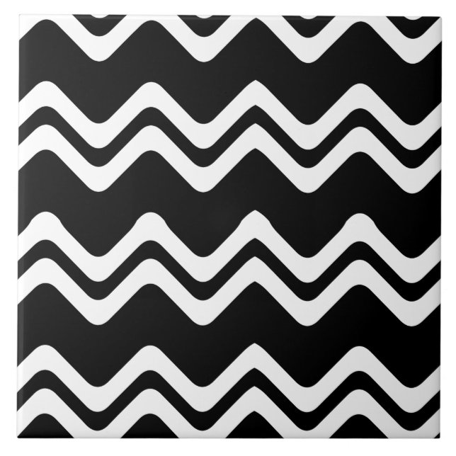 Zig Zag Dual Coloured Line Pattern Ceramic Tile (Front)