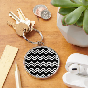 Zig Zag Dual Coloured Line Pattern Key Ring