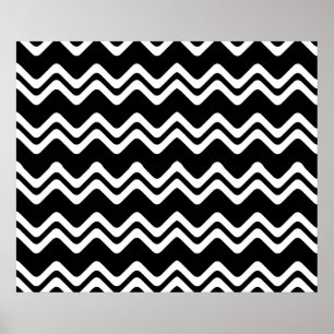 Zig Zag Dual Coloured Line Pattern Poster