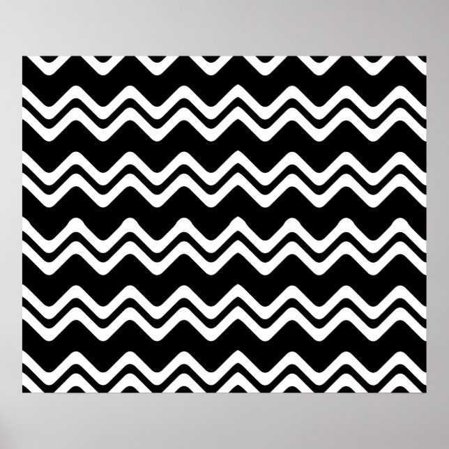 Zig Zag Dual Coloured Line Pattern Poster (Front)