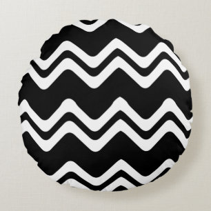 Zig Zag Dual Coloured Line Pattern Round Cushion