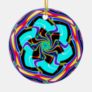 Zig Zag Hexagon Snowfllake Ceramic Ornament