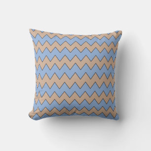 Zig Zag Light Blue and Brown Pillow