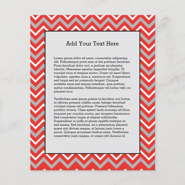 Zig Zag Lines Red White Grey Creative Stripes Flyer (Front)