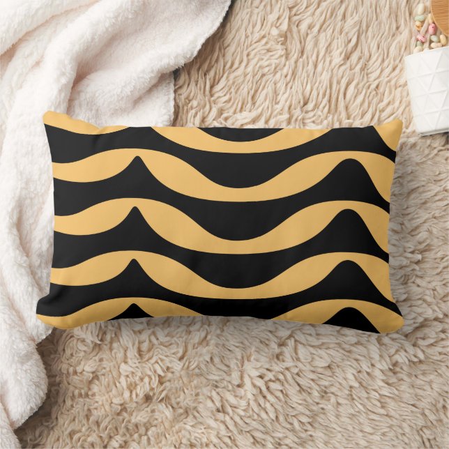 Zig zag lines with gold pattern lumbar cushion (Blanket)
