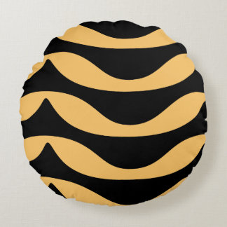 Zig zag lines with gold pattern round cushion