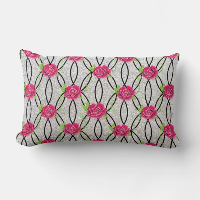 Zig Zag Pattern, flower Lumbar Cushion (Front)