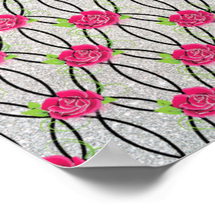 Zig Zag Pattern, flower Poster