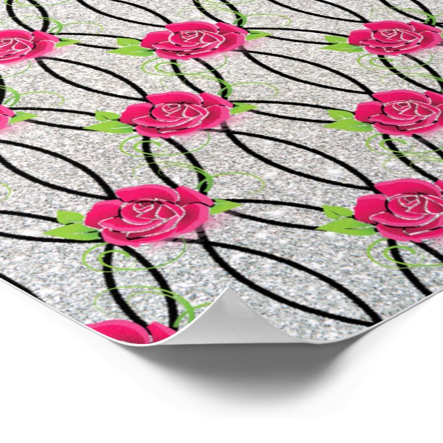 Zig Zag Pattern, flower Poster (Corner)