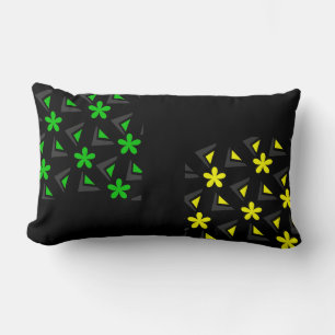 Zig zag pattern with flowers lumbar cushion