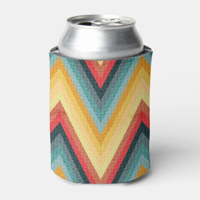 Zig Zag Striped Background 2 Can Cooler (Can Front)