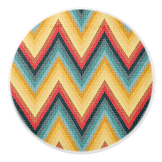 Zig Zag Striped Background 2 Ceramic Knob (Front)