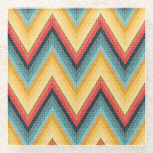 Zig Zag Striped Background 2 Glass Coaster (Front)