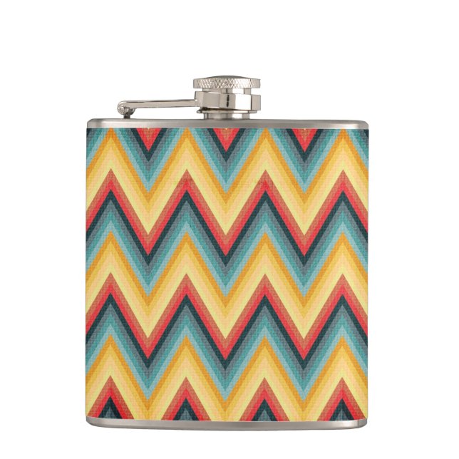 Zig Zag Striped Background 2 Hip Flask (Front)