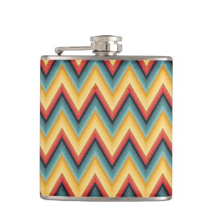 Zig Zag Striped Background 2 Hip Flask