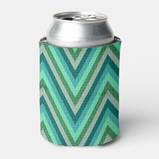 Zig Zag Striped Background Can Cooler (Can Front)