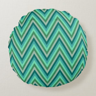 Zig Zag Striped Background Round Cushion