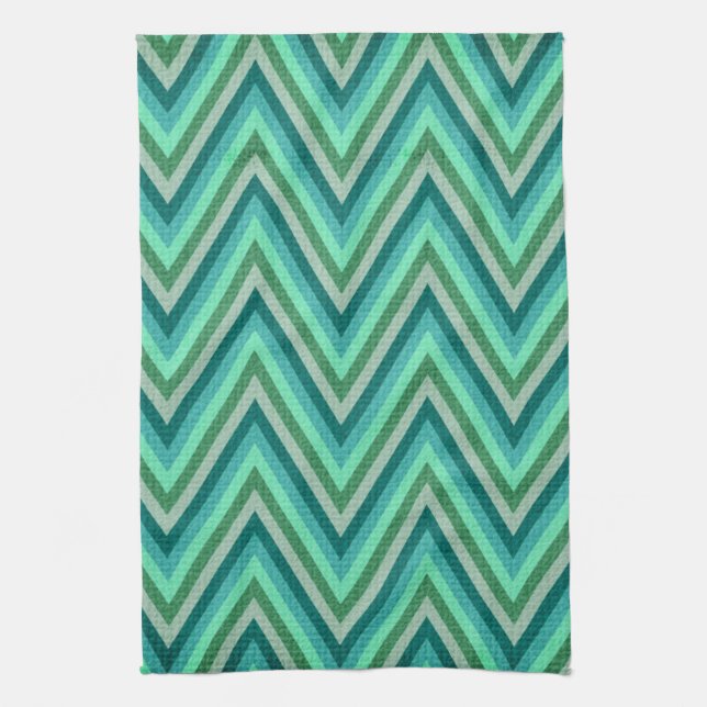Zig Zag Striped Background Tea Towel (Vertical)