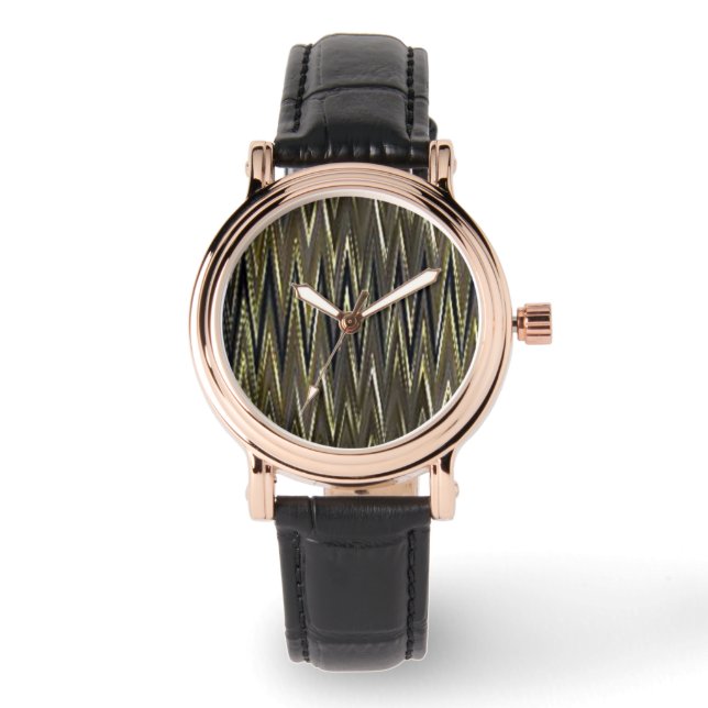 Zig Zag  Wave Olive Design Watch (Front)