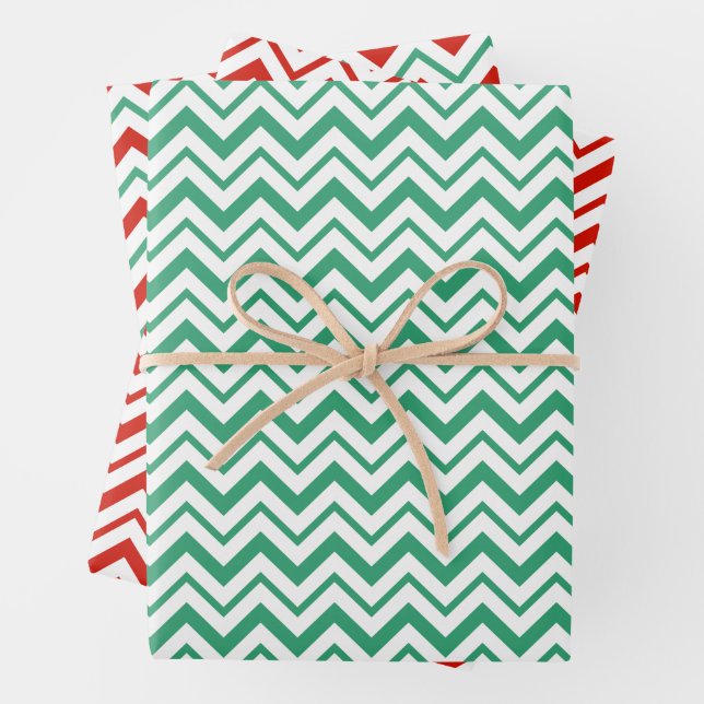 Zig-Zagged Mint Stripe Wrapping Paper (In situ)