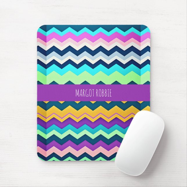 Zig-zagging pastel Rainbow Pattern Mouse Pad (With Mouse)