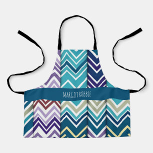 Zig Zagging pastel Vertical Green Retro Pattern Apron