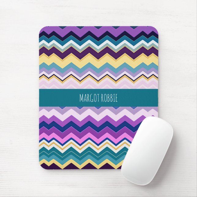 Zig Zagging Pastel Violet Retro Pattern Mouse Pad (With Mouse)