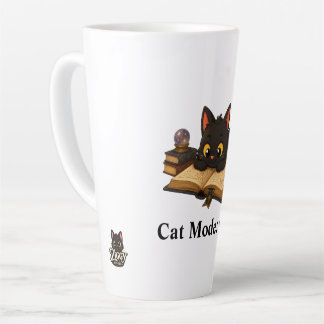 Ziggy the black cat reading a book latte mug