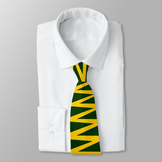Zigzag - Amber on Dark Green 003300 Tie (Tied)