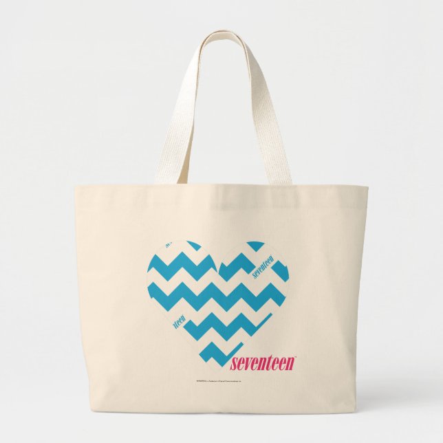 ZigZag Aqua 4 Large Tote Bag (Front)