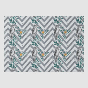 Zigzag Bird % Flower Pattern Tissue Paper